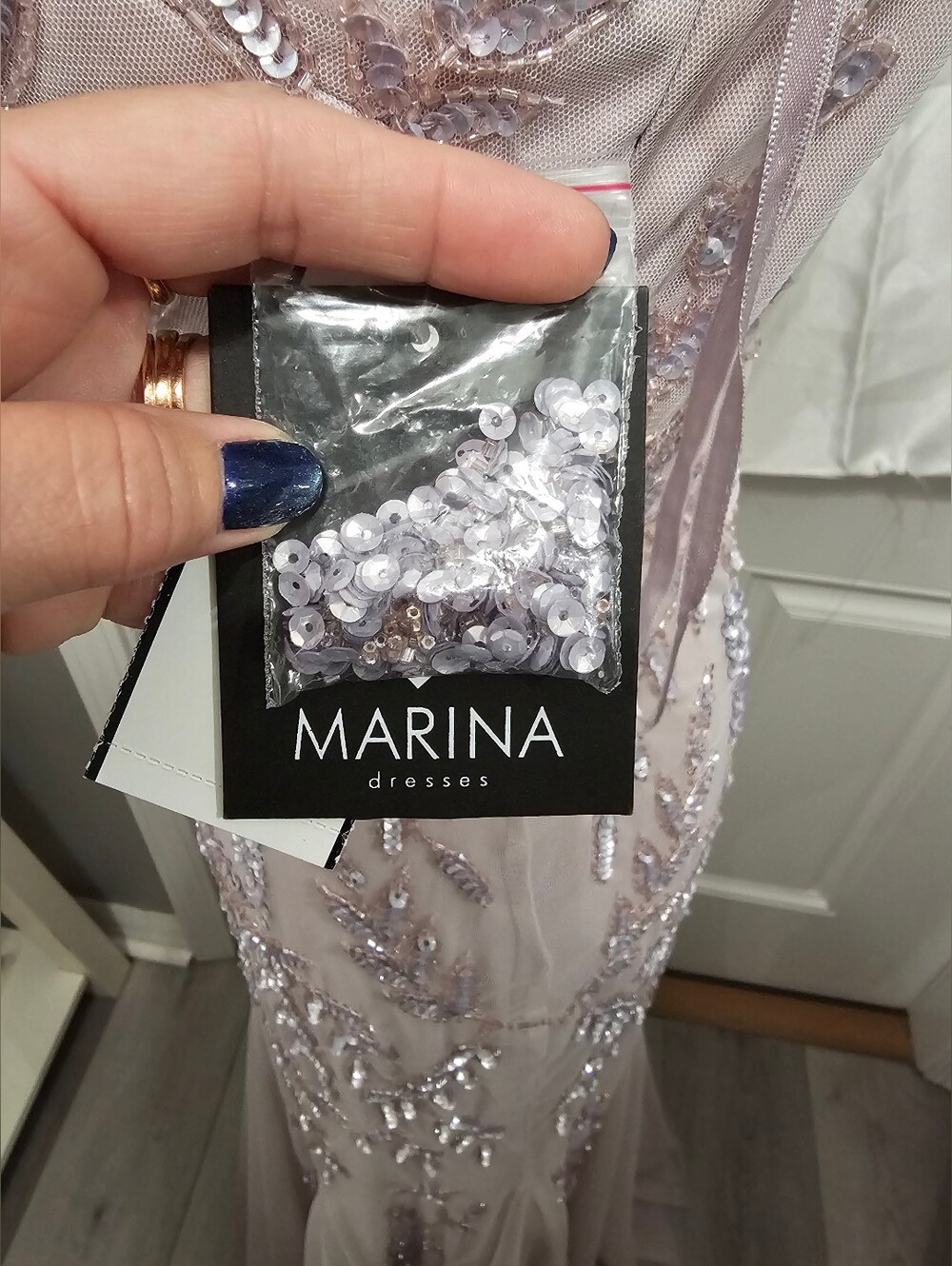 Marina Lavender Beaded Sequin Formal V-Neck Gown Size S NWT - Picture 11 of 13